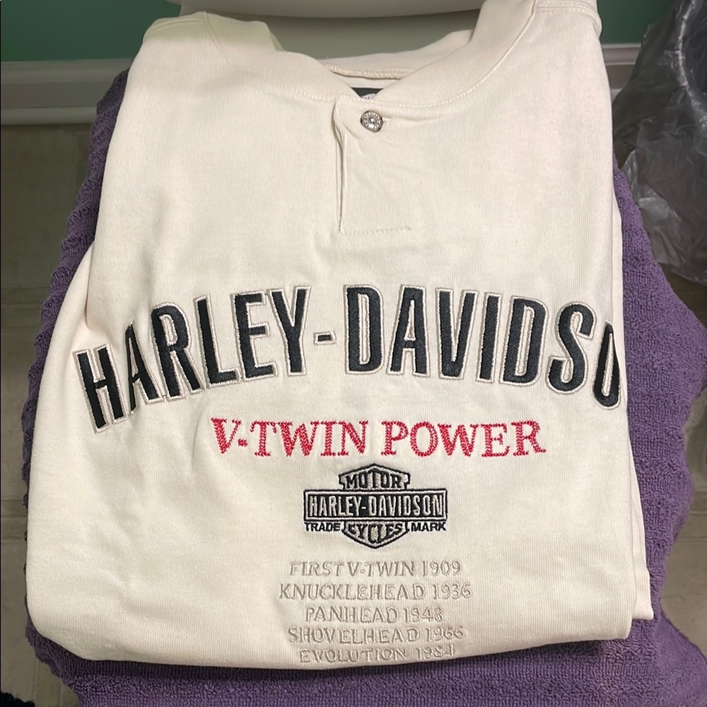 Harley-Davidson Cream Long Sleeve Tee - Picture 3 of 7